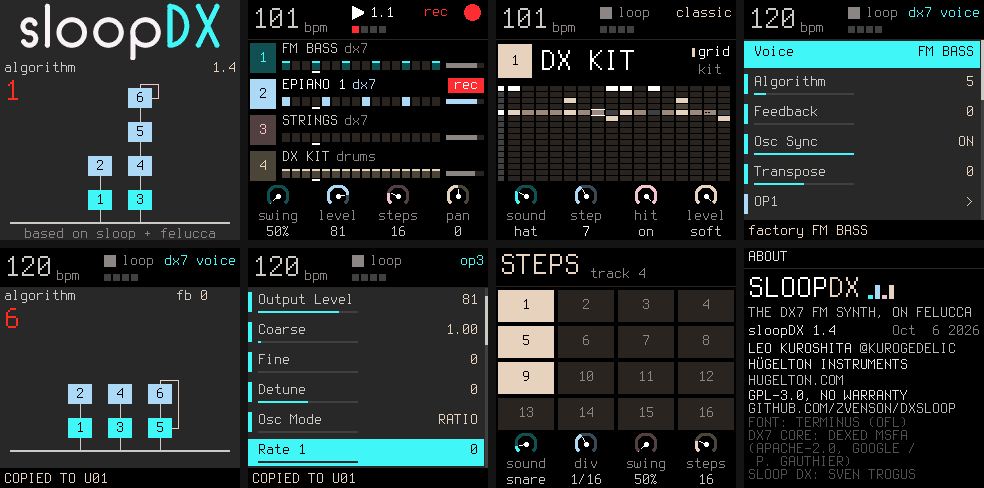 Screenshot of sloopDX running on the M-VAVE FM-1