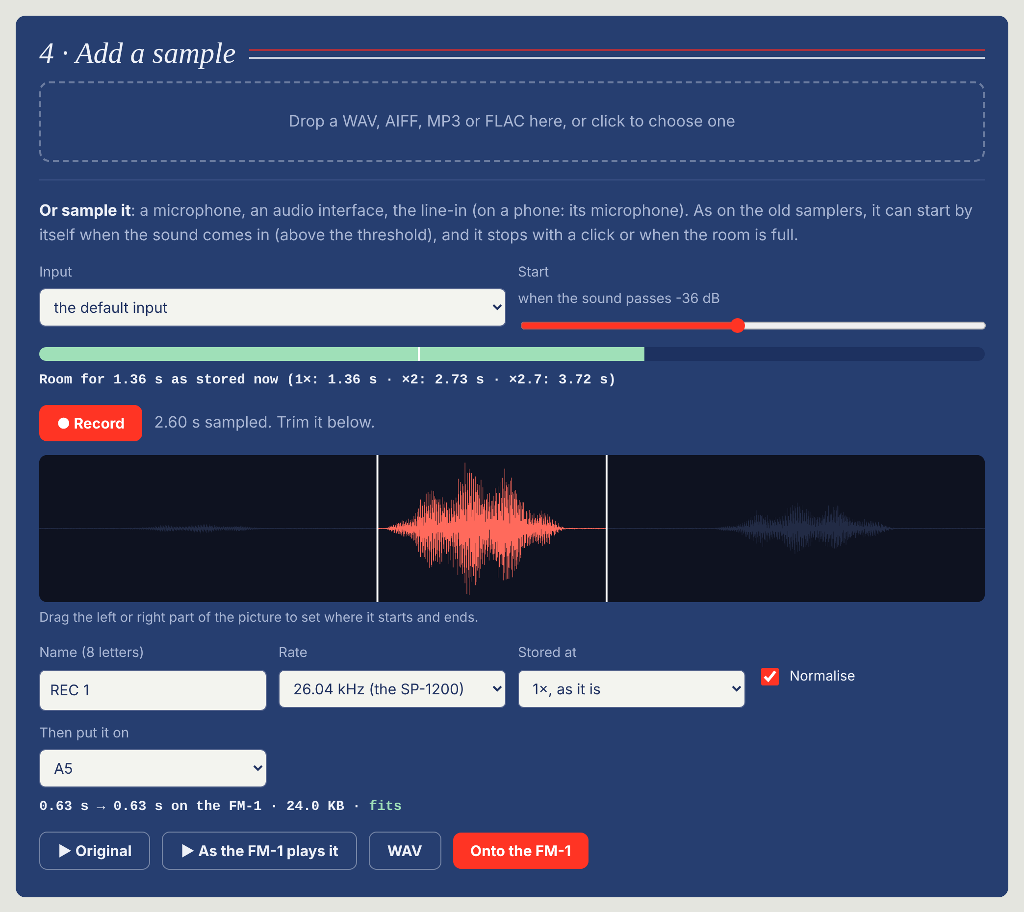 Screenshot of zp12 running on the M-VAVE FM-1